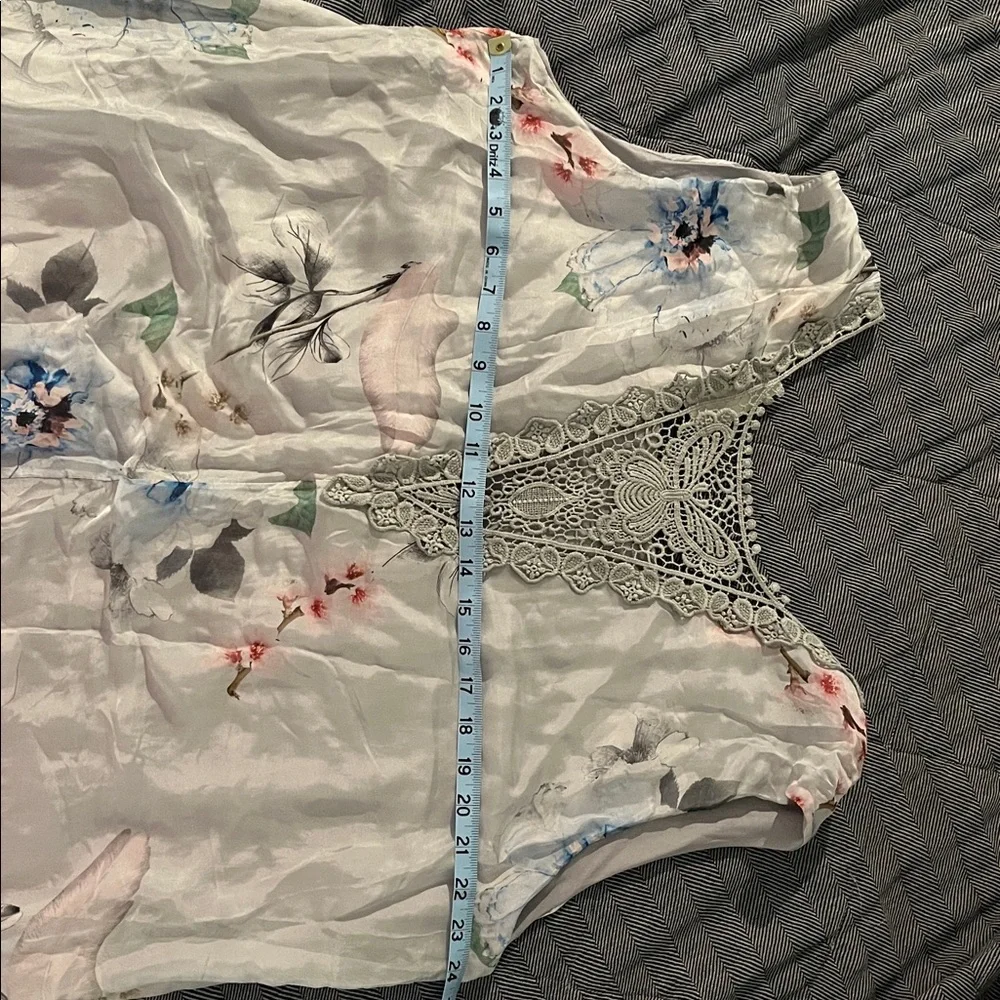 Floral Lace-Trimmed Silk Dress Sz 1X - Picture 9 of 11